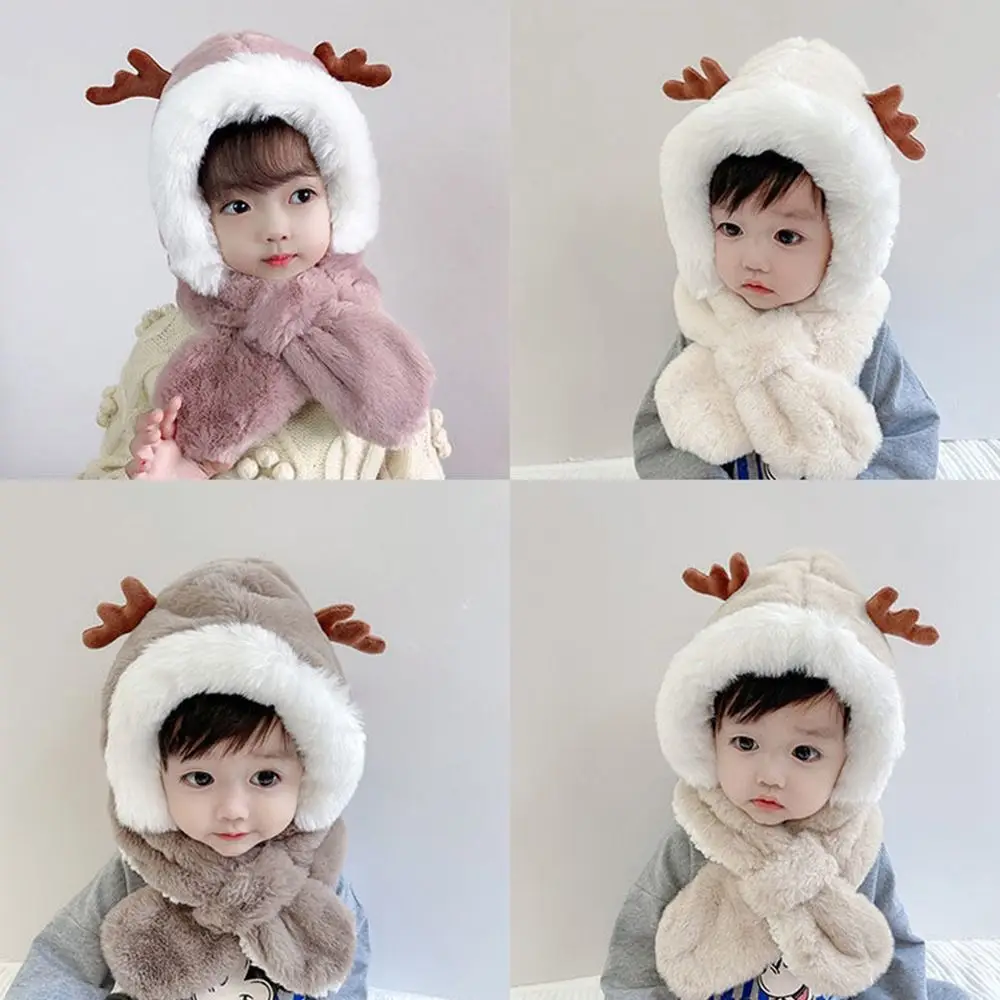 

Милый детский шарф-шапка с мультипликационным рисунком, ветрозащитный плюшевый зимний теплый мягкий шарф-хомут