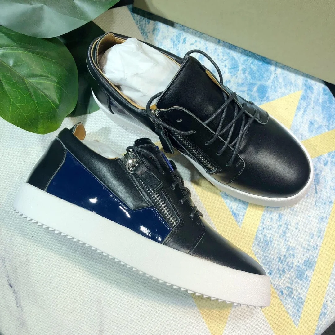 

Top Hight Quality Casual Sneakers For Men and Women Real Leather Brand Designer Unisex Tennis Shoes GZ Zipper Loafer Shoes G0928