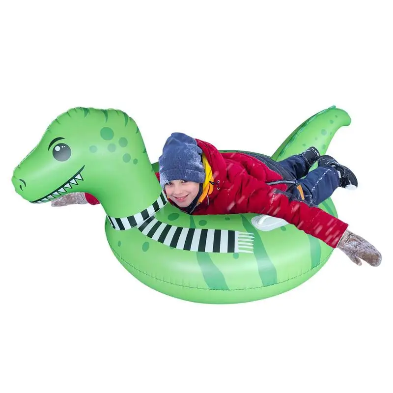 Snow Tube Sledding Leak-proof Dinosaur Inflatable Snow Tube 67 Inch Scratch-proof Wear-resistant Dinosaur Snow Sledding Tube