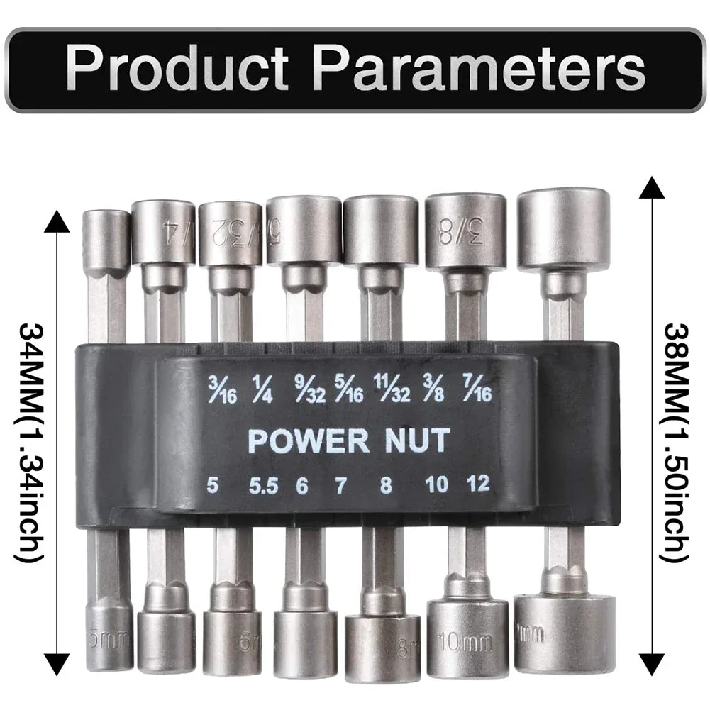 Imagem -05 - Hex Chave de Fenda Grupo Manga Bicos Nut Driver Bits Sets Ferramentas Soquete Chave Mm13 mm Pcs Set