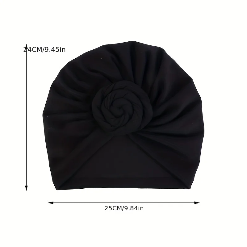 Turbante de algodón con nudo superior para mujer, decoración de flores, envoltura para la cabeza, cubierta para el cabello para mujer musulmana,