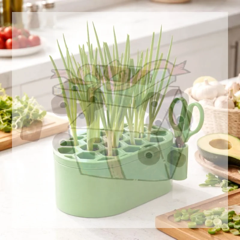 Multifunctional Hydroponic Pot For Regrowing Scallions And Garlic,Comes With A Scissor Support Frame For Easy Access To Scissors
