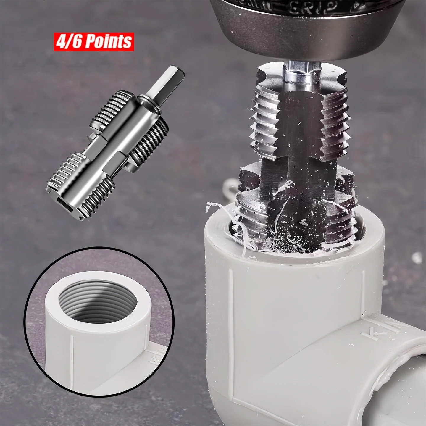 PVC Pipe Threader 4-point 6-point Water Pipe Inner Hole Opener, Electric Drill Hexagonal Universal Water Pipe Tapping Tool