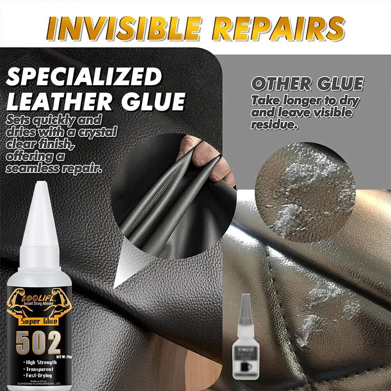 LOOLIFL1-5pcs 502 Super Glue Instant Quick-drying Cyanoacrylate Adhesive Leather Rubber Wood Metal Strong Bond Liquid Glue Tool