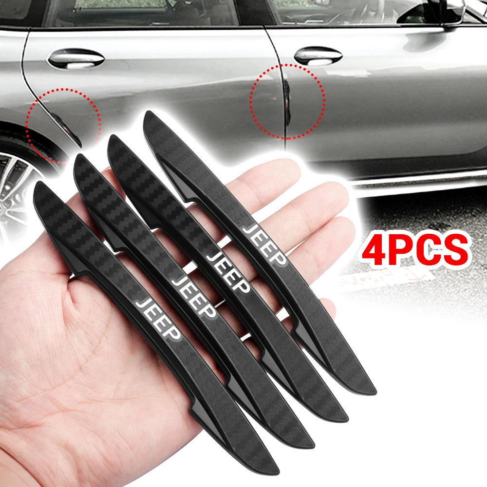 4Pcs Car Rubber Door Anti-collision Protection Strips Non-Slip Sticker For Jeep Renegade Patriot Wrangler Cherokee Compass Trail