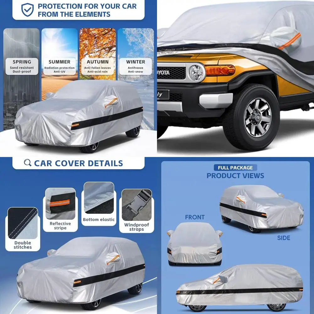 

Custom-Fit Waterproof SUV Cover for Toyota FJ Cruiser (2006-2017) - All-Weather Protection with Cotton Lining, Silver