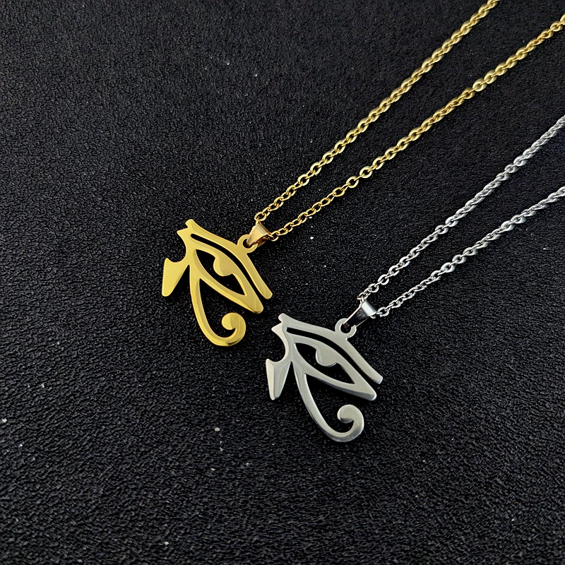 Ancient Egypt Symbol Necklace Vintage Egyptian Pharaoh Eye of Horus Pendant Necklaces for Women Fashion Stainless Steel Jewelry