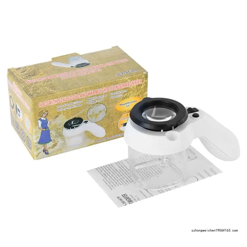 

28GF Viewer Magnifier Container 9 LED & Handle Science Magnifier Gift