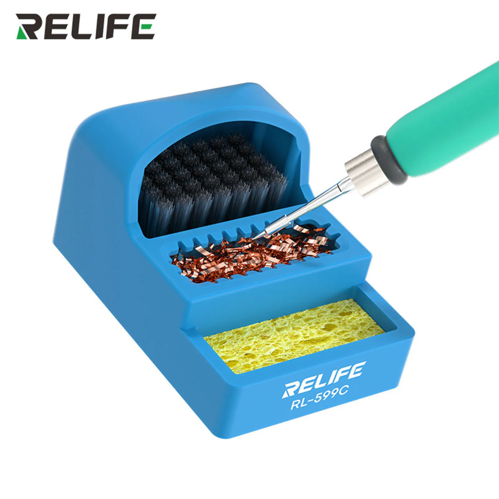 RELIFE RL-599C 3-in-1 Soldering Iron Tip Cleaner Tip Tin Removal Box