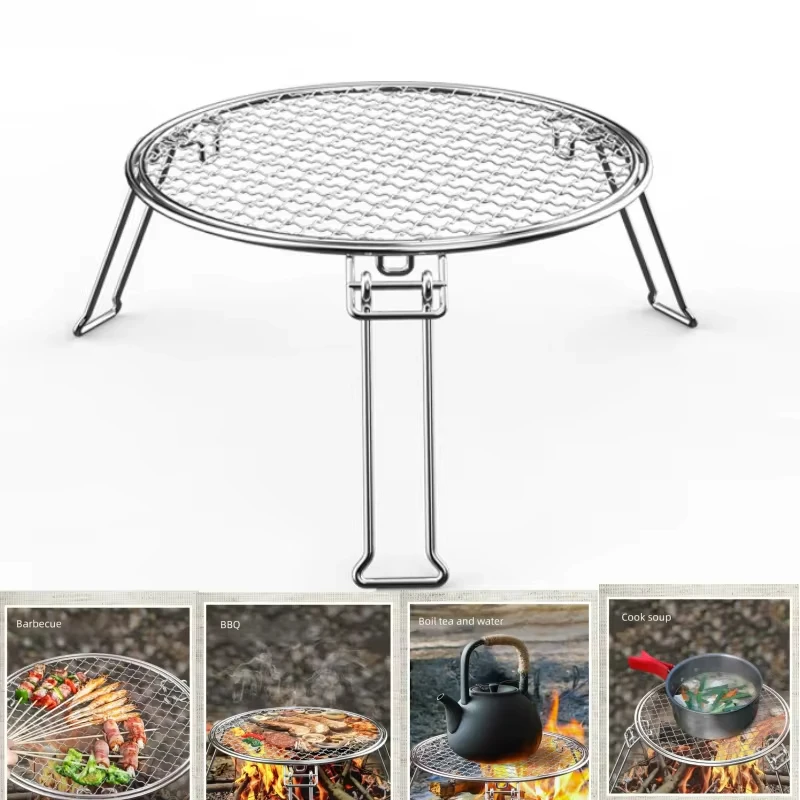 Foldable Camping BBQ Grill Rack Barbecue Net Picnic Grid Grill Campfire Rack For Camping Picnics Barbecues BBQ Grill Rack