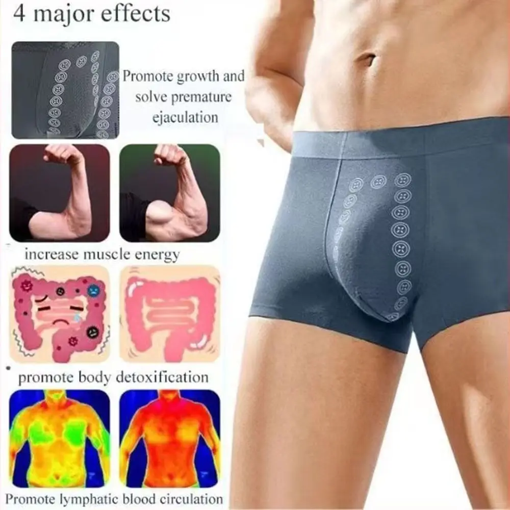 Ropa interior de terapia de campo de energía de fibra de poliéster para hombres, transpirable, de larga duración, terapia magnética, elástica