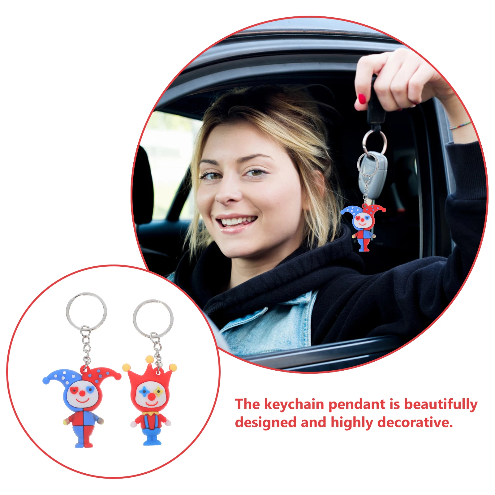 

2pcs Cute Clown Keychains For Backpacks Funny Pendant Decor Keychain Pendant Jewelry Ornament Kids Keychains Clown Shape Key
