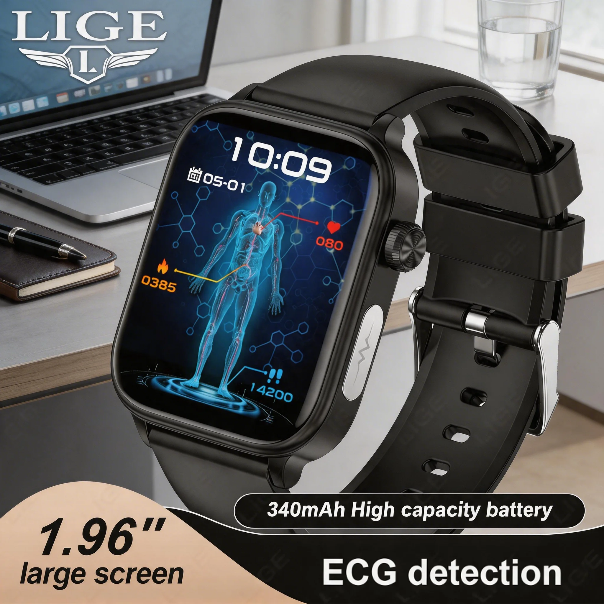 

Choice New LIGE ECG+PPG Monitoring Smart Watch Blood Lipid Uric Acid Music Player Women Menstrual Health Tracker Men Smart watch