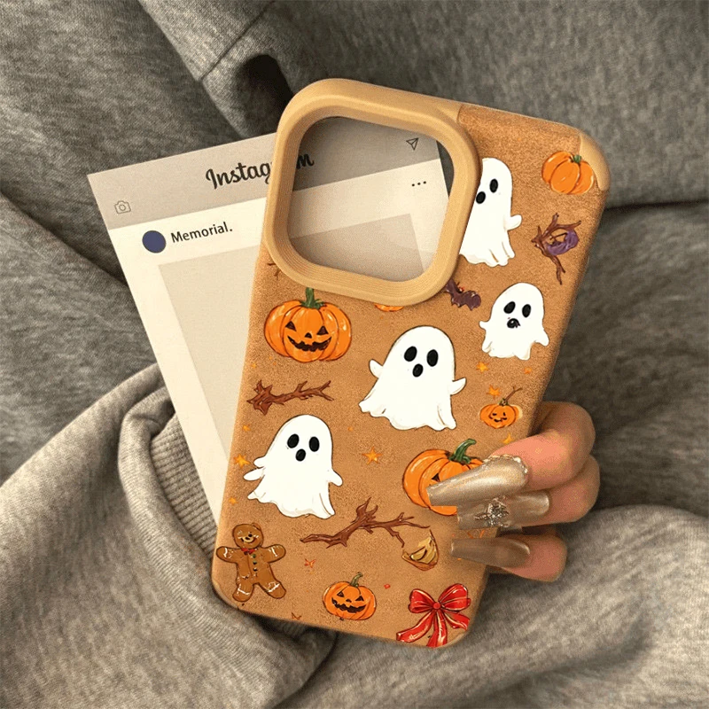 Halloween Cute Pumpkin Ghost Phone Case For iPhone 17 Pro MAX 16 15 14 PLUS 13 12 11 Pro XR Air Fall Halloween Shockproof Cover view 4