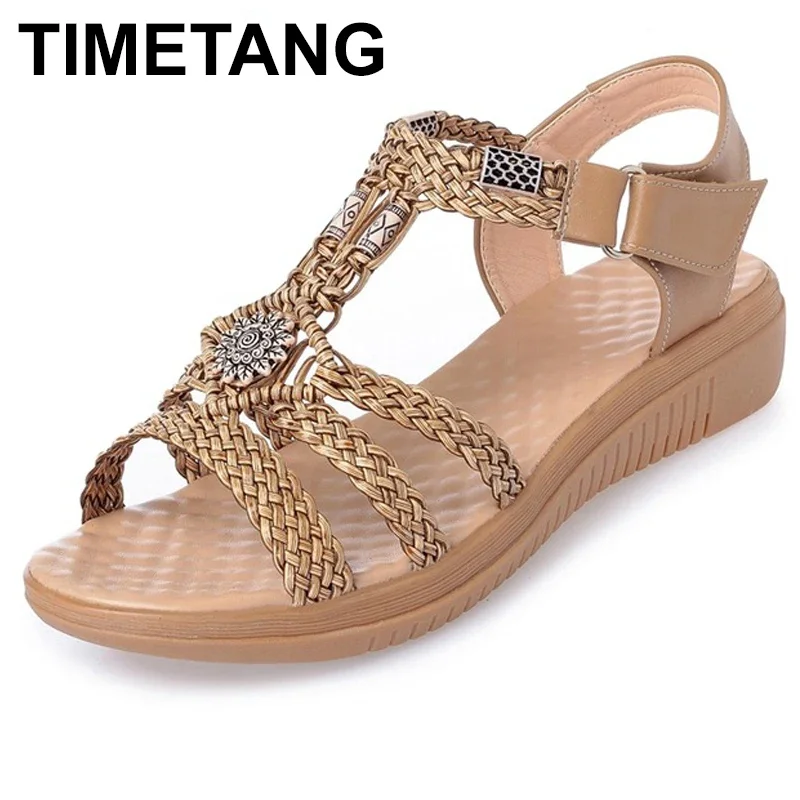 TIMETANG  New arrival women sandals Summer fashion female Sandals flat shoes causal Bohemia Ladies women shoes plus size 35-43