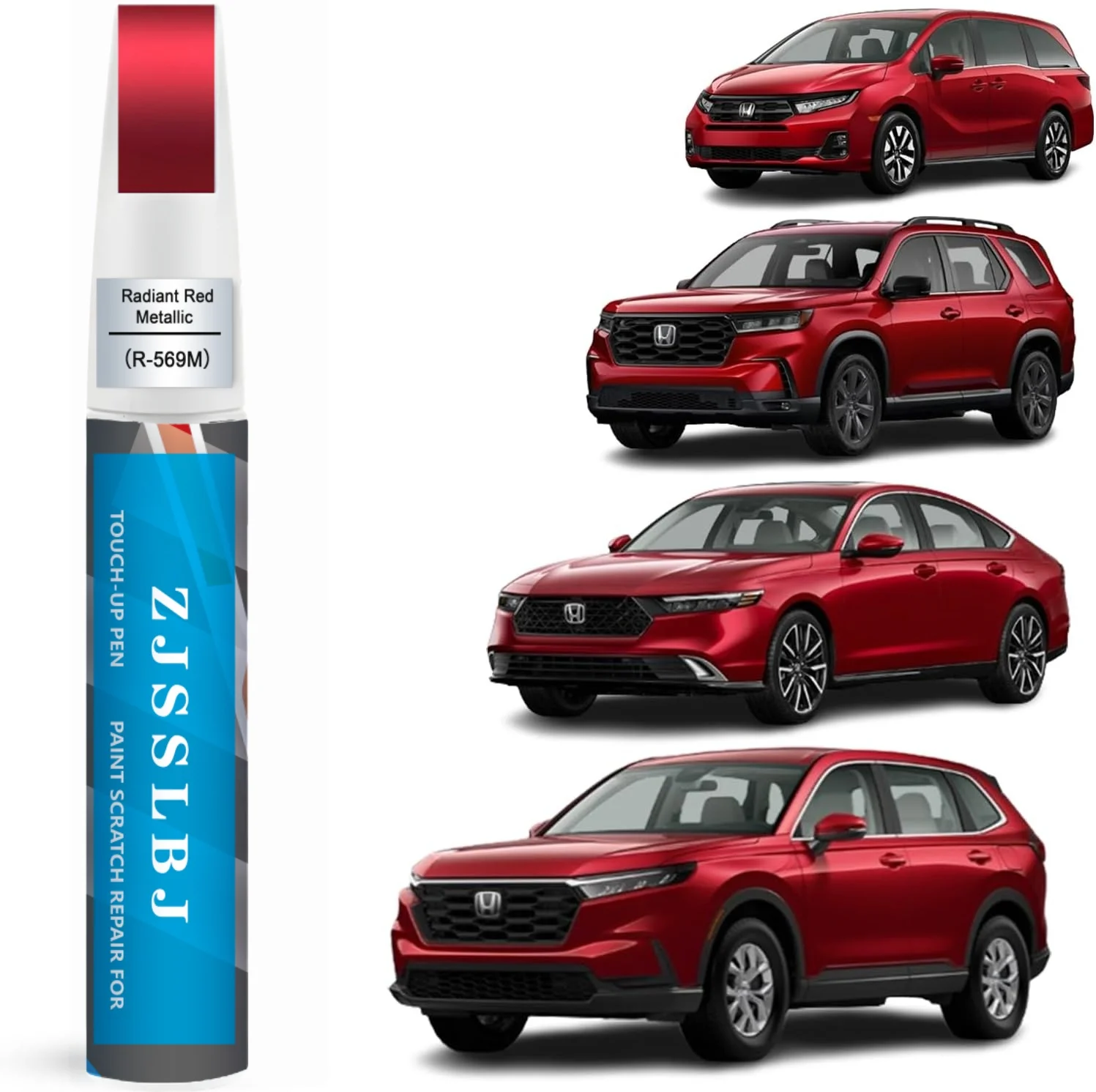 Car Touch Up Paint(Radiant Red Metallic(R-569M)) for Honda, Car Paint Scratch Repair Kit, Quick & Easy Solution to Repair, 2 in