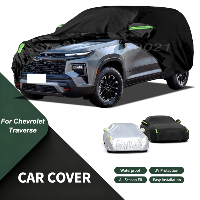 Car Cover For Chevrolet Traverse Waterproof Dustproof Outdoor Protection, UV Snow Sun Resistant Auto Exterior Cover Car Sunshade