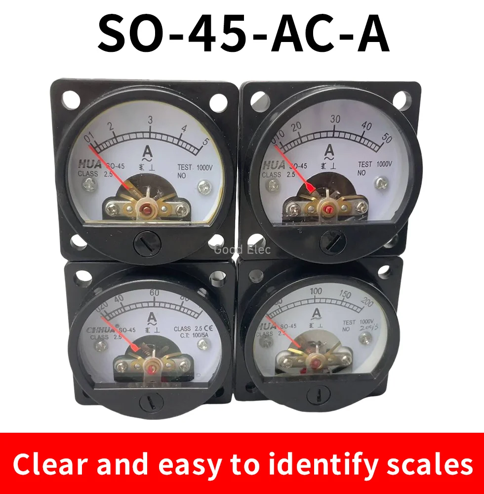 SO-45 AC  1A 2A 3A 5A 10A 15A 20A 30A 50A  Analog Ammeter Pointer meter/Current Meter/Panel Meter