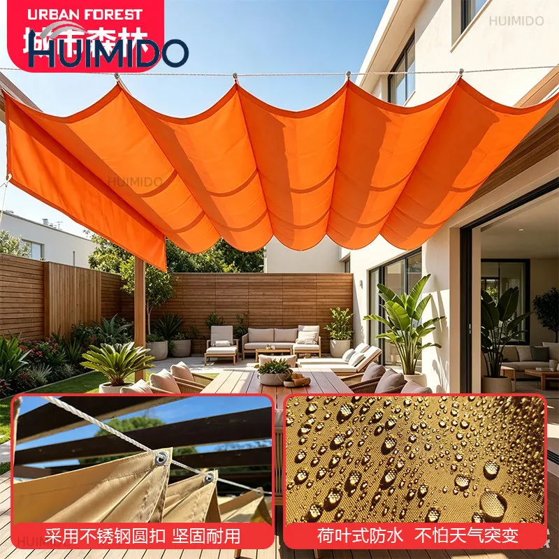 perforated telescopic sunscreens, playgrounds, kindergartens, outdoor waterproof and rainproof suncants can be customized