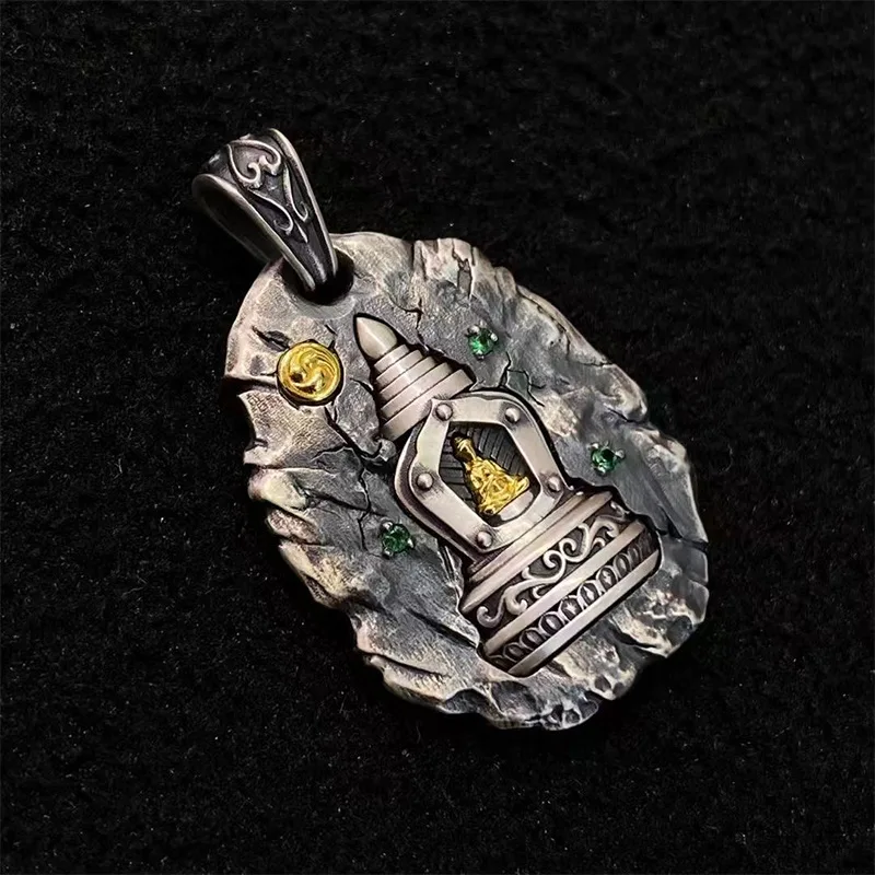 Vintage Relief  Buddhist Pagoda Pendant For Men Jewelry Blessing Vajra Pestle Necklace Women Choker Accessories view 4