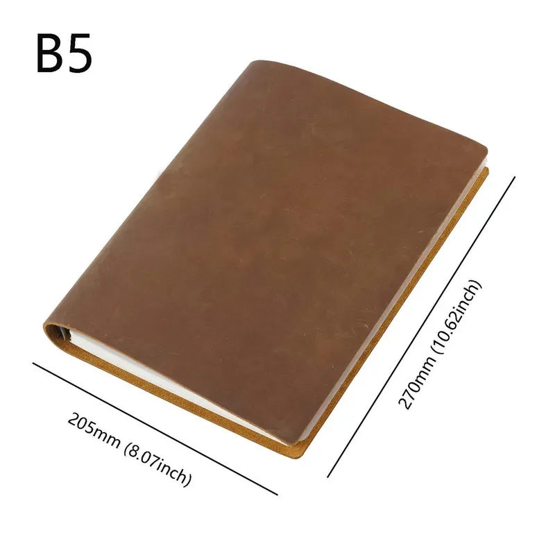 A+AIGUONIU Echtes Leder Handgemachte B5 Größe Ring Planer Vintage Unisex Notebook Mit 9-loch Binder Skizzenbuch Notizblock Großhandel
