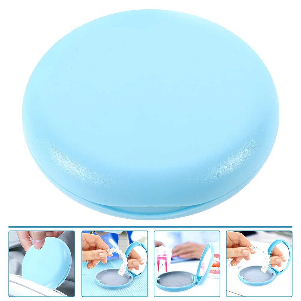 

2Pcs Denture Storage Box Mirror Portable Retainer Holder Case Travel Slim Dental Braces Retainer Storage Denture Case Kit
