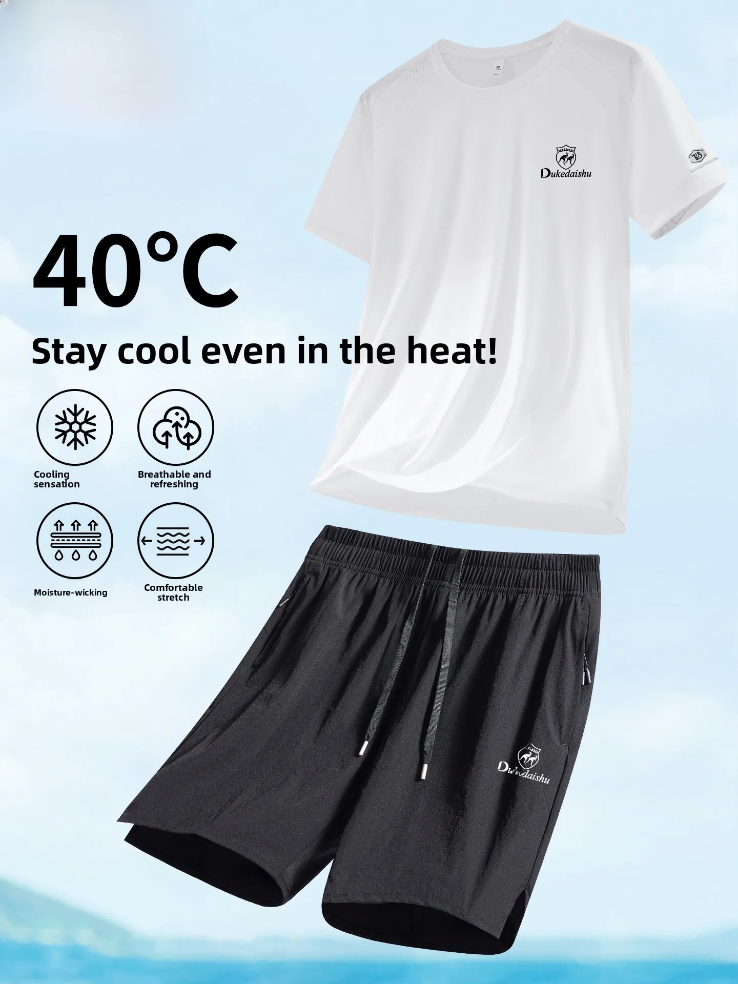 

Men's Sportswear Ice Silk Qui Dry Lightweight Summer Set Gym Training ort Sve orts Two Piece Set Breathable Comfortable