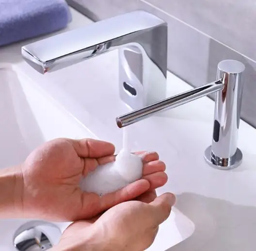 Automatic Liquid Soap Dispenser,Faucet Style Brass Sensor Hand Touchless Automatic Smart Foam Soap Dispenser,For Bathroom