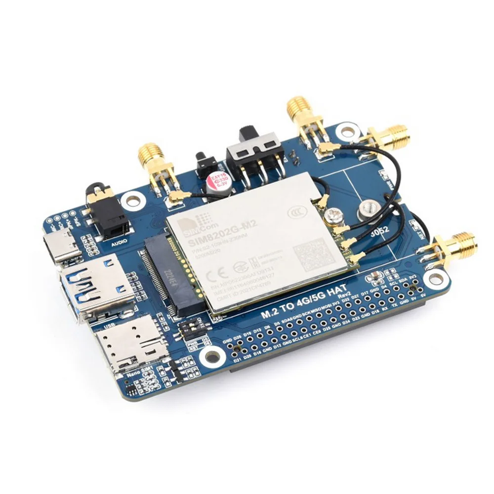 VoltSSIM82XX-M2 5G HAT For Raspberry Pi Quad Antennas 5G NSA Multi-Band 5G/4G/3G Compatible With Case(Optional)