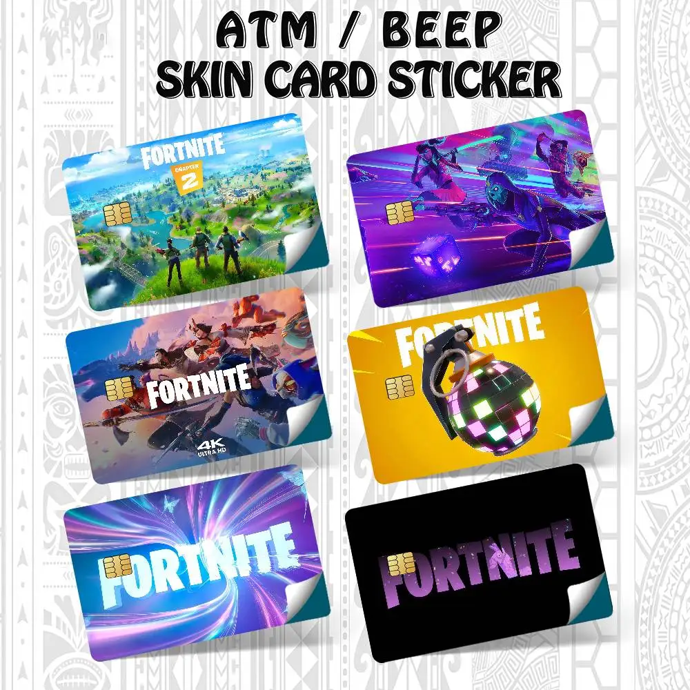 Game F-Fortnite Survival Battle Royale Kreditkarten-Debitkarten-wasserdichter Aufkleber Bank-Bus-Karten-Schutzfolienaufkleber
