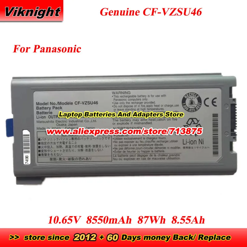 

Genuine CF-VZSU46 Battery 10.65V 8.55Ah for Panasonic TOUGHBOOK CF-30 CF-31 CF-53 CF-VZSU46AU CF-VZSU46R CF-VZSU46S CF-VZSU46U
