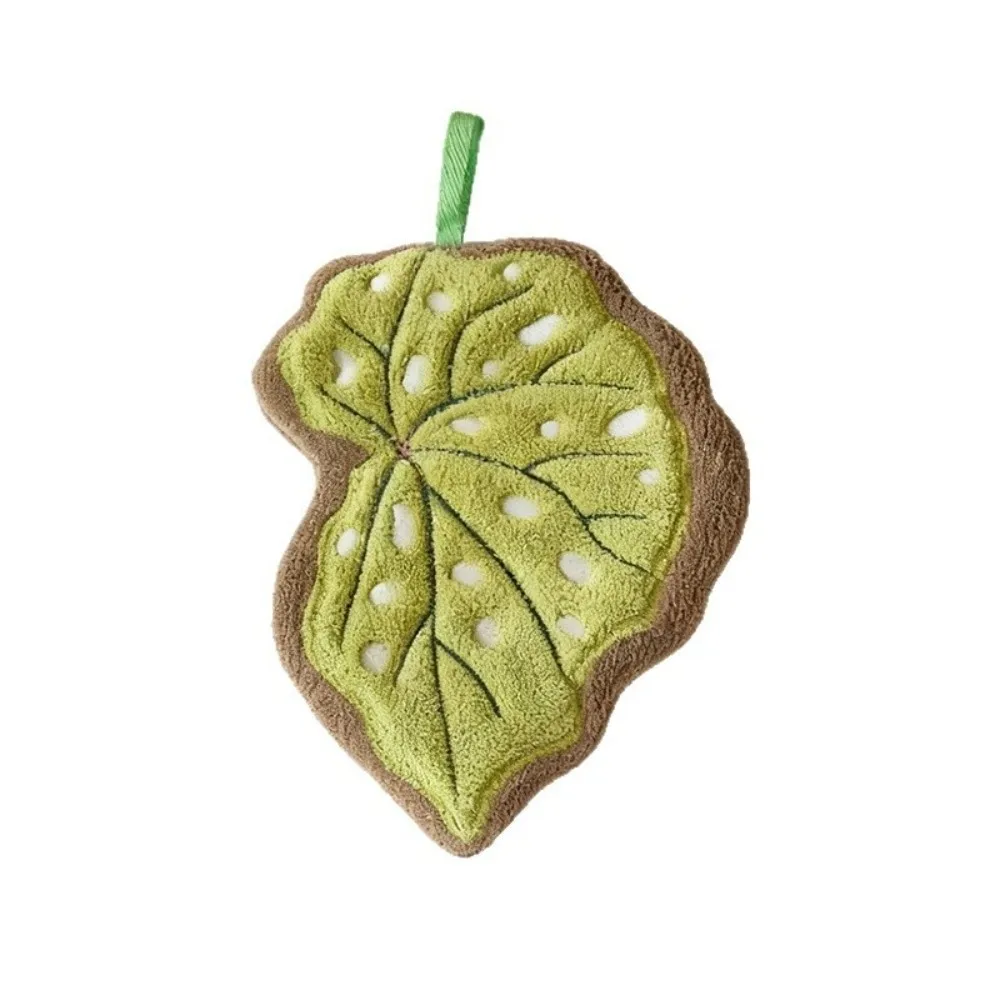 High Quality Cartoon Leaf Hand Towel Coral Velvet Absorb Water Kitchen Handkerchief Thickened Hanging Cleaning Cloth Kitchen