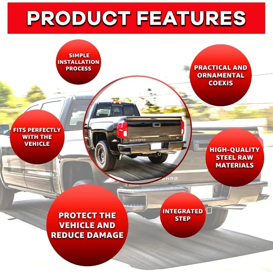 مجموعة المصد الخلفي من الفولاذ لسيارة تشيفي سيلفرادو 1500 جي إم سي سييرا 1500 بدون فتحات مستشعر الحديقة المصد الخلفي الأسود