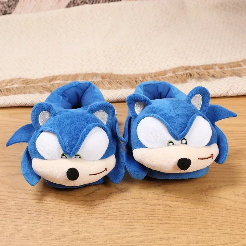 Sonic The Hedgehog Cosplay Plushes Slippers Cute Cartoon Children Non-Slip Winter Warm Cotton Shoes Kawaii Couple Home Slippers