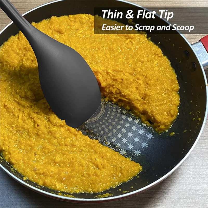 ABLU-Silicone Cooking Spoon Non-Stick Slotted And Solid Spoon Set Spoon With Deep Bolw And Measurement Mark For Mixing, Serving