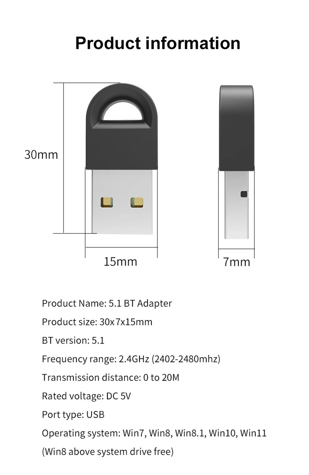 USB Bluetooth Adapter Dongle Bluetooth 5.1 Transmitter Receiver for PC Laptop Wireless Speaker Audio Receiver USB Transmitter