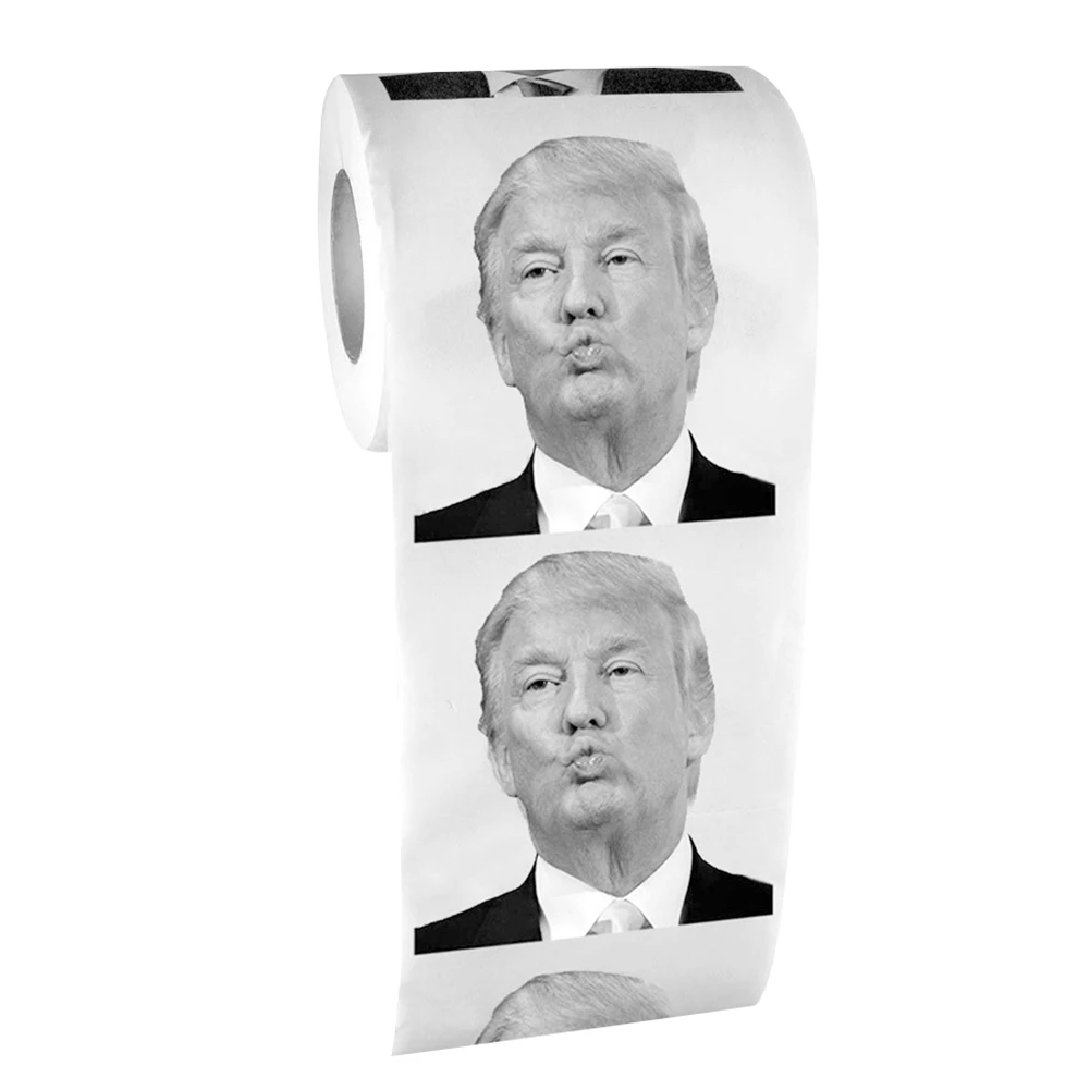 1-10 Roll Funny Donald Trump Kiss Printed Pattern Toilet Paper Roll Novelty Gift Bathroom Paper Towel FunnyHome Paper 100x100mm