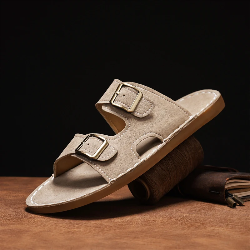 Solid Colour Outdoor Beach Sandals 2026 Summer Mens Slippers New Arrival Man Casual Sandal Fashion Comfort Anti Slip Big Size 46
