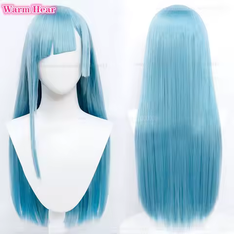 In Stock Miwa Kasumi Synthetic Anime COS 65cm Sky Blue Long Straight Hair Cosplay Wig Heat Resistant Fribe Party Wigs + Wig Cap
