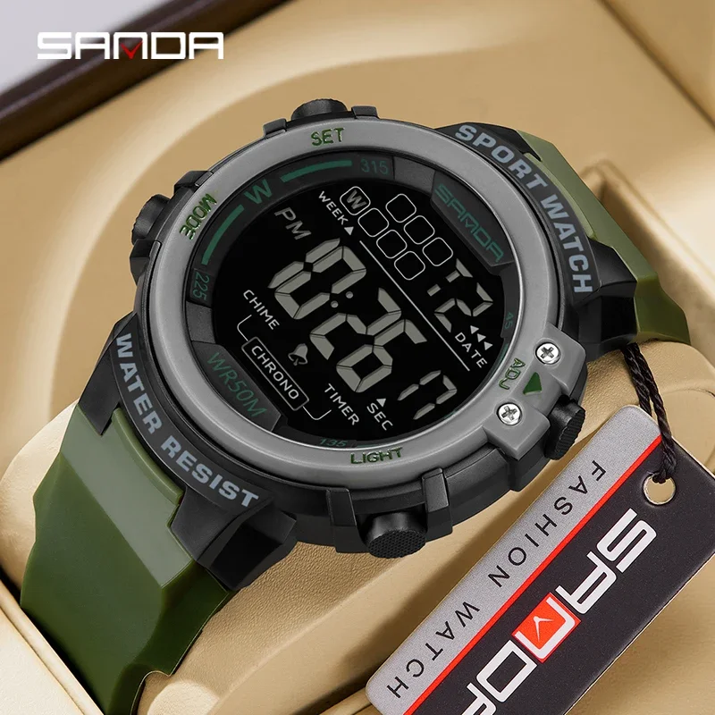 

Sanda 2140 Hot selling Electronic Watch Waterproof Multi functional Youth Fashion Trend Night Glow Men's Watch