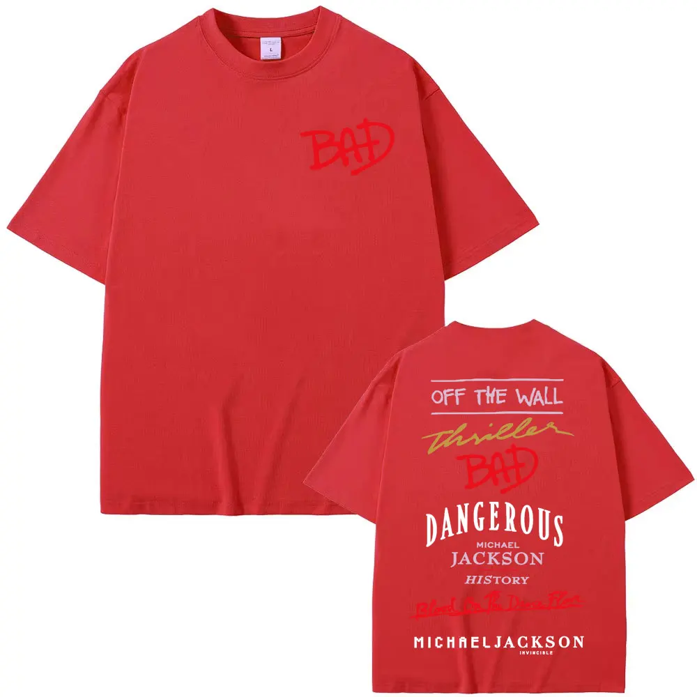 Michael Jackson Album Print T-Shirt Men Black Crew Neck Short Sleeve 