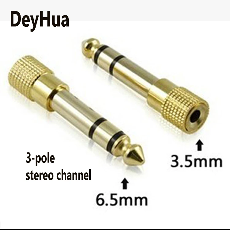 2/10/100PCS 6.5MM/6.35MM to 3.5MM Headset Plug 3-Pole Stereo Channel 2-Pole Mono Microphone Adapter Power Amplifier Microphone