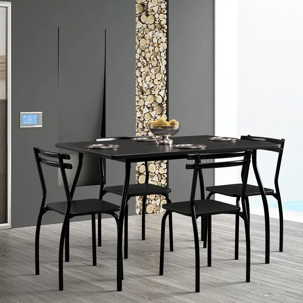 5-Pieces Dining Table Set or 4, 43-Inches Recular Kitchen Table and 4 Dining Chairs with Metal Curved Legs, ern Dinette Set or S