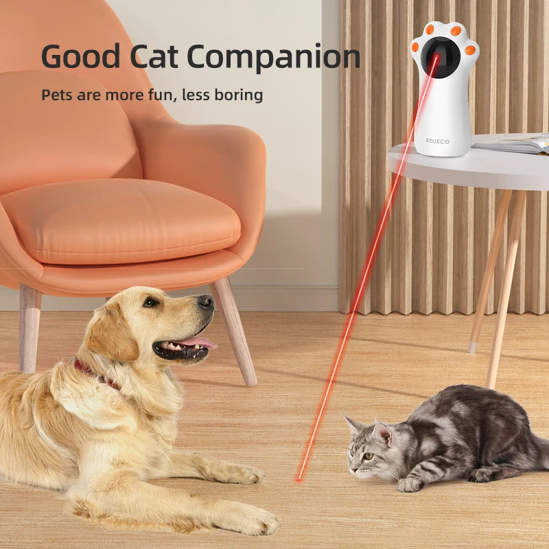 ROJECO-Jouet laser automatique pour chat, jouets interactifs intelligents, LED, activation du mouvement, animal de compagnie à l'intérieur, déterminer sans fil, accessoires pour chat