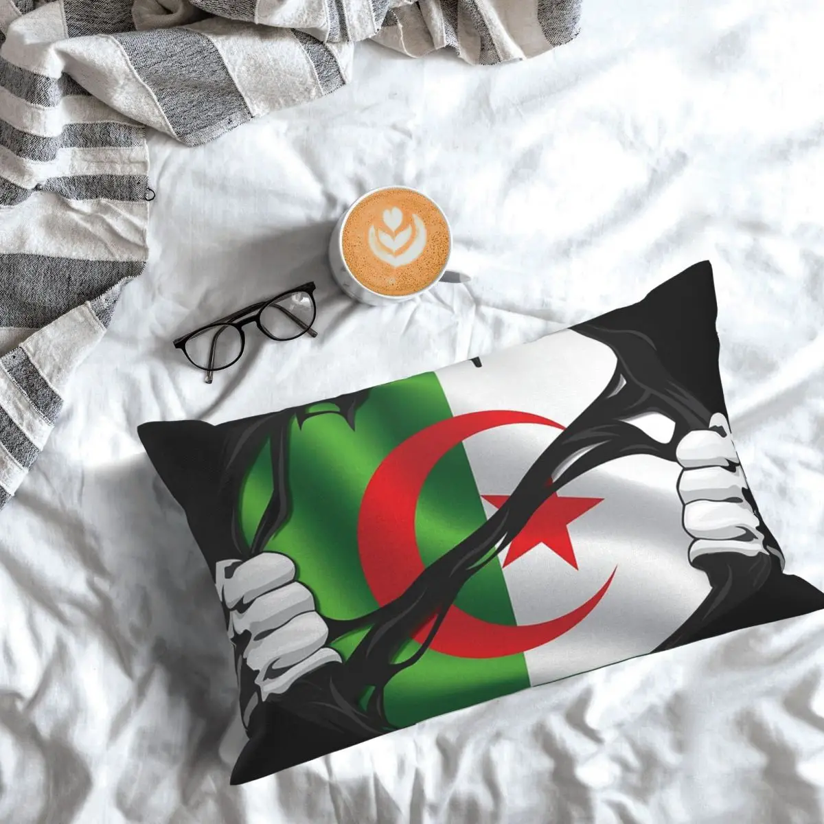 Algerian Pure Blood Flag Black Rectangle Pillowcase Cushion Cover Decorative Bedroom Bed Home Comfort Throw Pillow