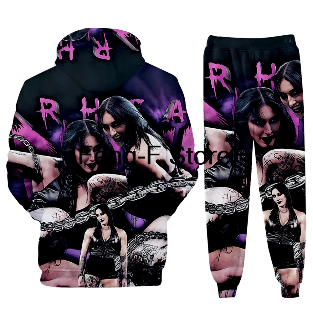 

3D Rhea Ripley Merch Merch Hoodies Set Hoodie Pants Two-Piece Pullover Men Women Clothes