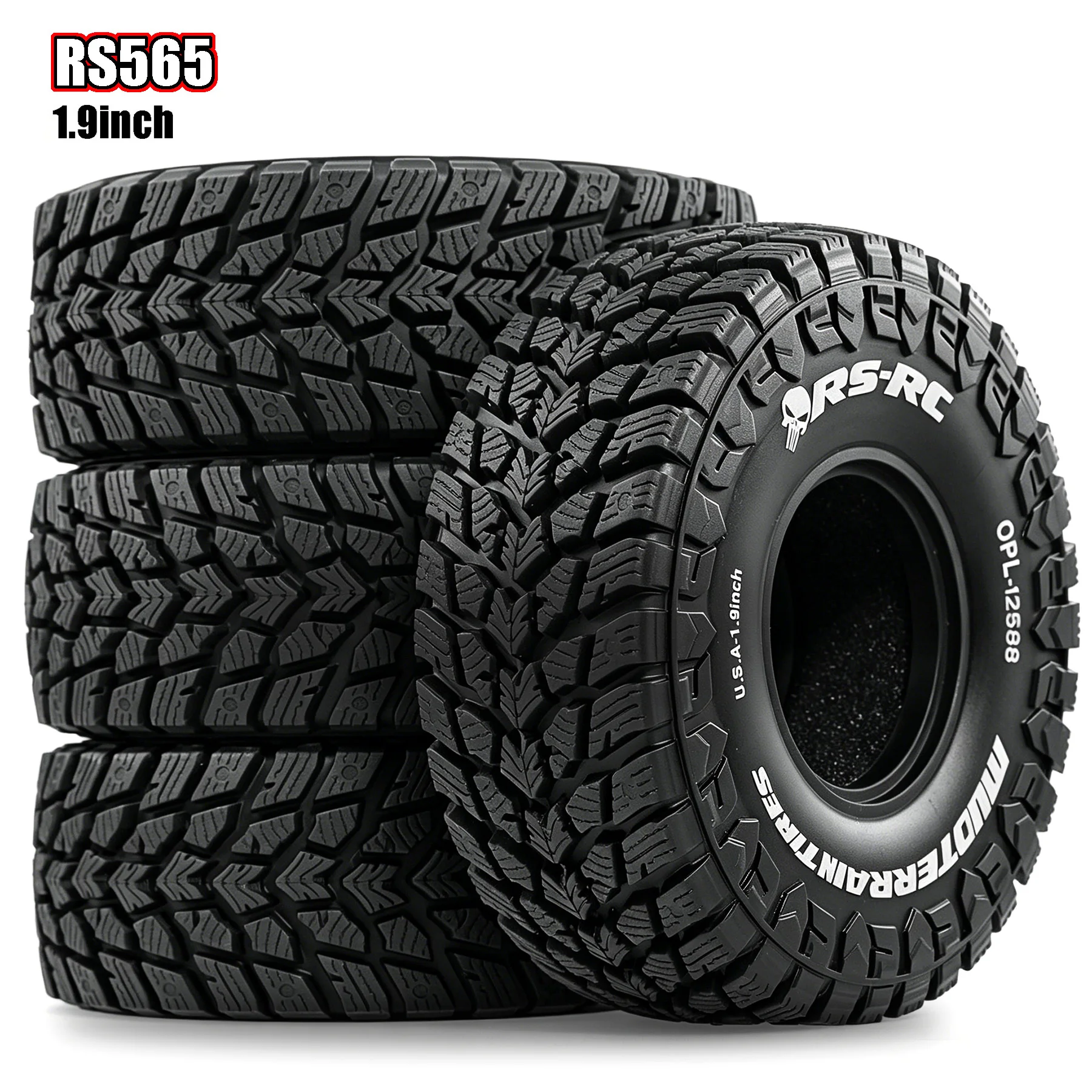 RED SPIDER1.9' 4Pcs Soft Rubber 120mm Tyre Wheel RC Tires for 1/10 RC Rock Crawler TRX4 Bronco D90 D110 Axial SCX10 90046 RC4WD