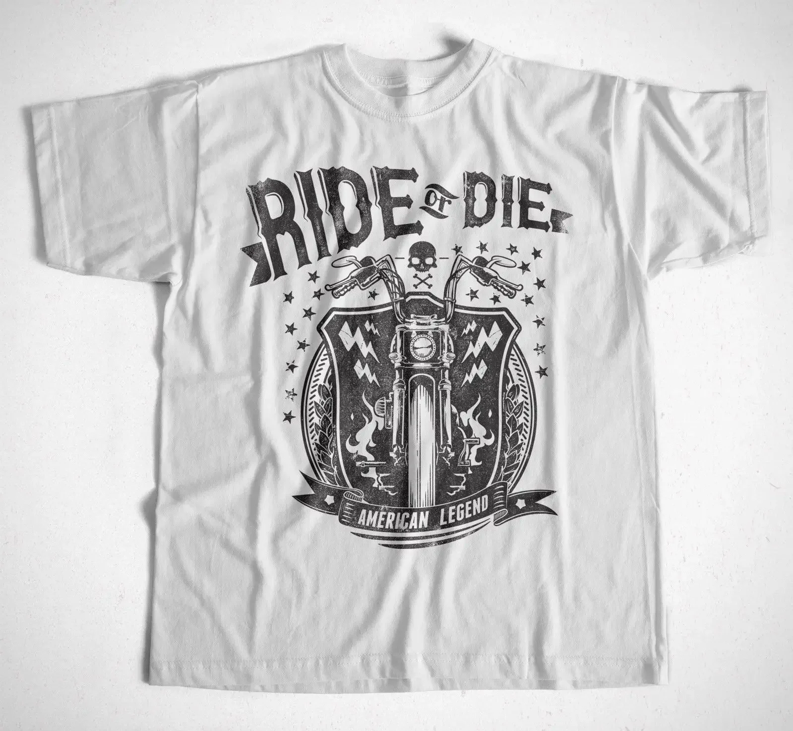 Funny O Neck T Shirt  T-Shirt Rocker 51 Rot Skull Rider Route 66 Biker Custom Chopper Motorrad  Summer Tee Shirt