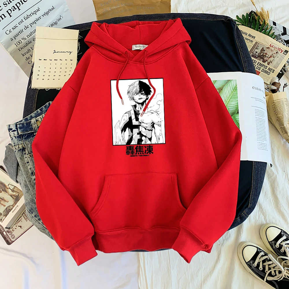 My Hero Academia Todoroki Shoto Cartoons Hoody Men New Loose Hoodies Autumn Loose Streetwear Fashion Warm Fleece Men Clothes