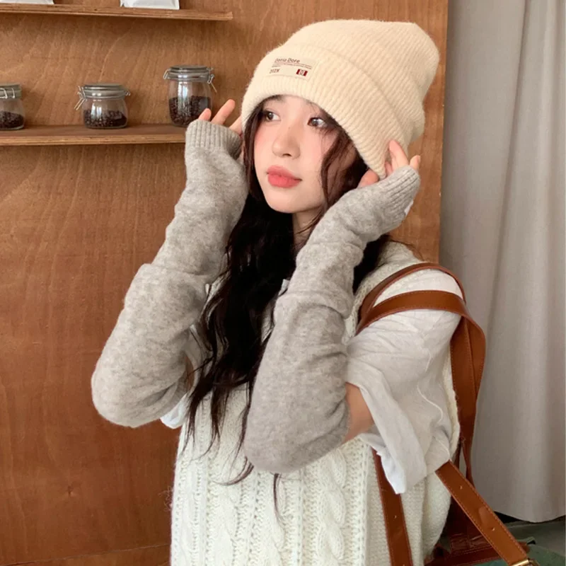 Long Fingerless Gloves Women Mitten Winter Arm Warmer Knitted Arm Sleeve Fine Casual Soft Girls Clothes Glove for Women Korean